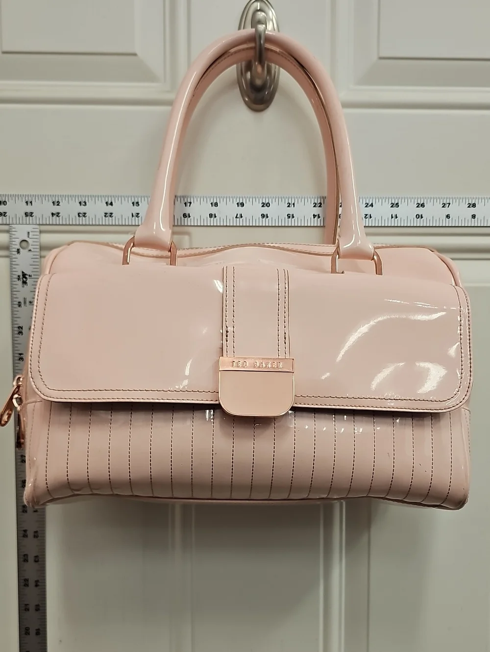 Ted Baker Pink Patent Satchel with Rose Gold Accents